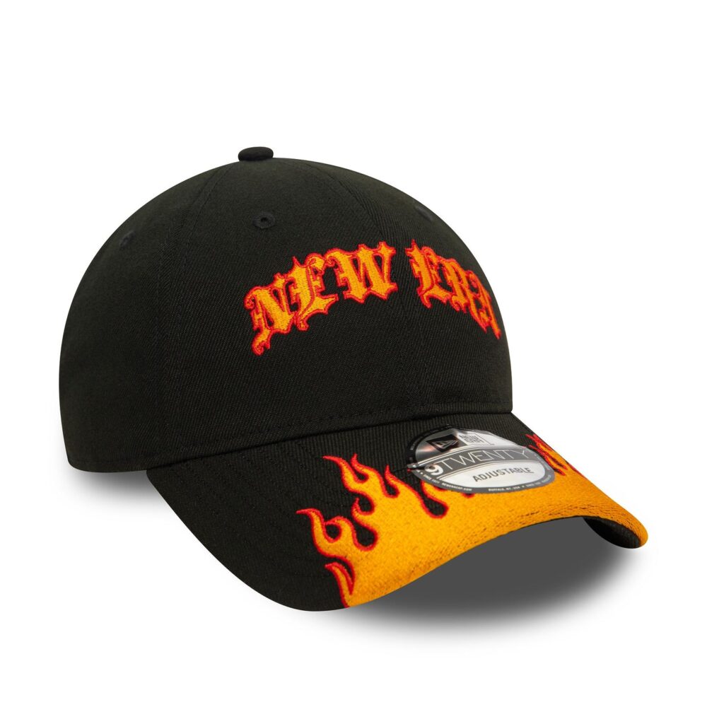 New Era 9Twenty Racing Black/Orange Flame Strapback Sapka - Image 3