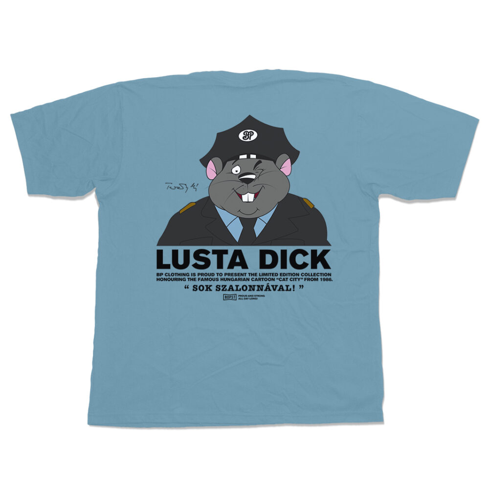 BP Clothing x Macskafogó Lusta Dick Backprint Cop Blue Tee