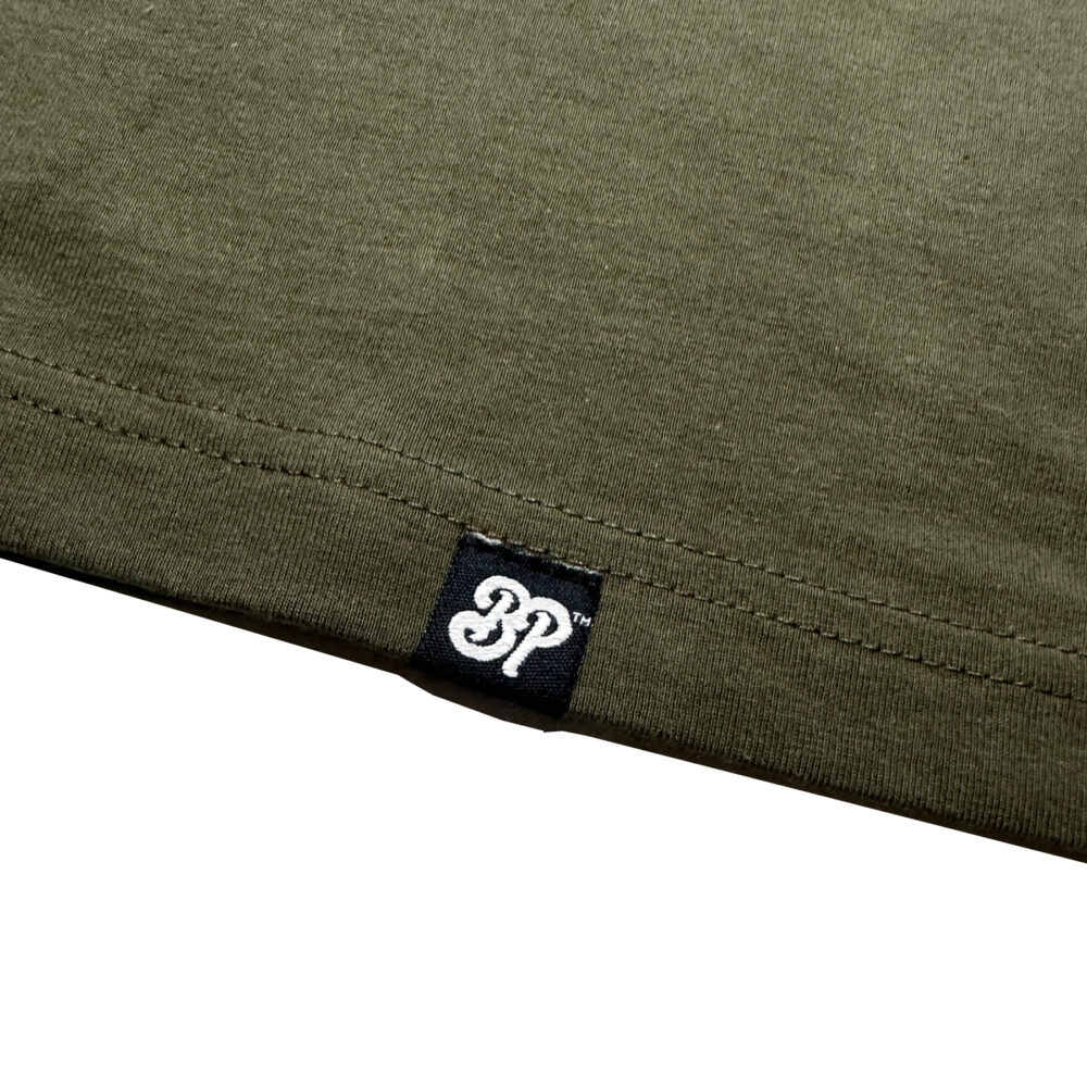 BP Clothing Collage embroidered logo Premium Slim Fit Olive Tee - Image 4