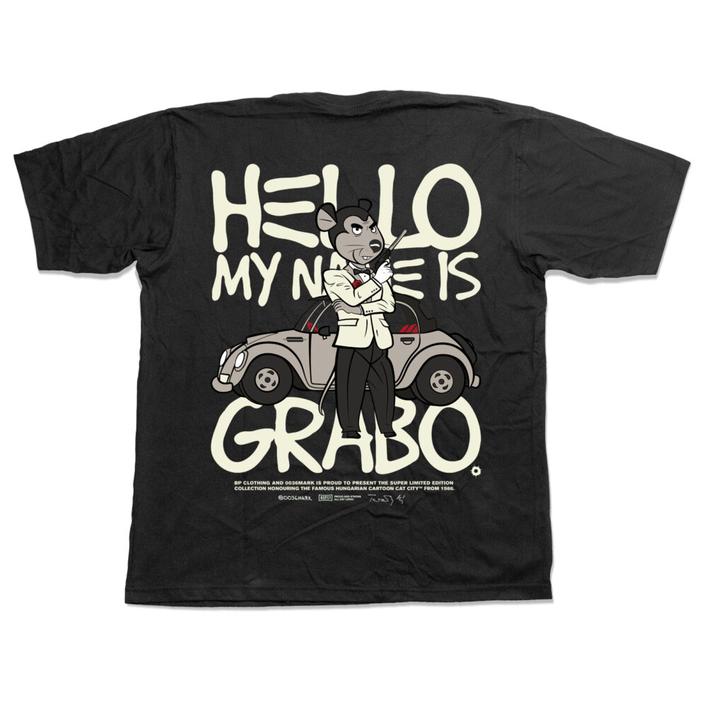 BP Clothing x Macskafogó My Name is Grabo Backprint Black Tee