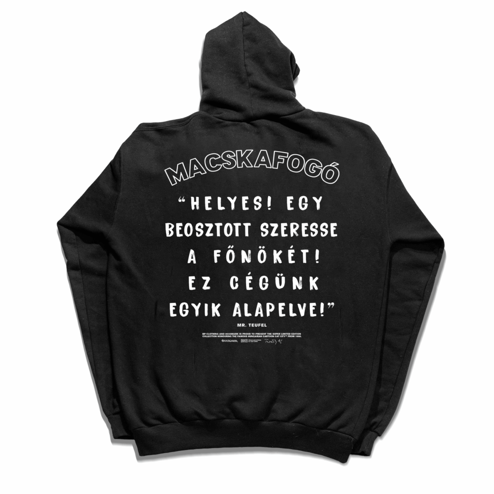 BP Clothing x Macskafogó Mr Teufel Slogen Black Hoodie