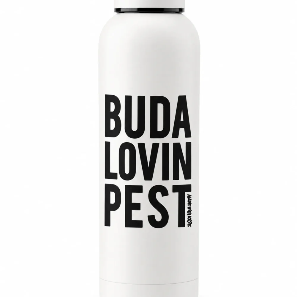 BP Clothing Water Bottle Buda Lovin Pest White