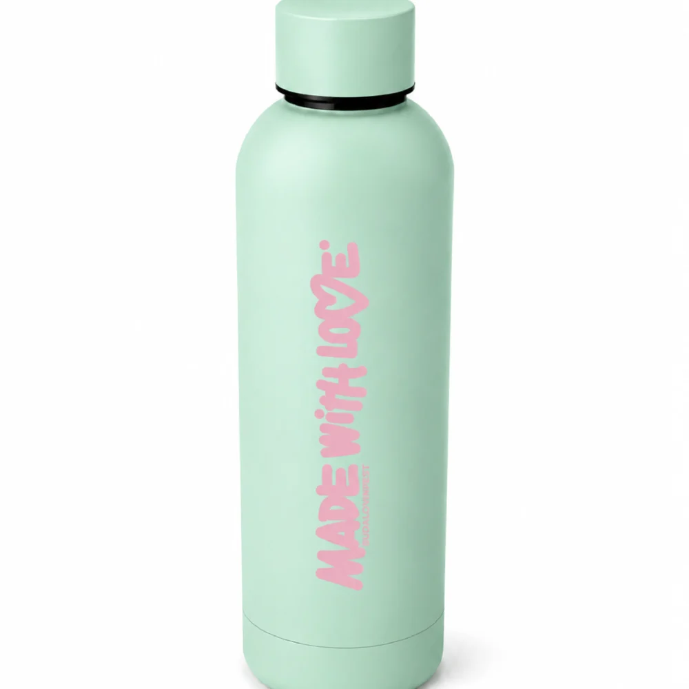 BP Clothing Water Bottle Made With Love Pastel Green