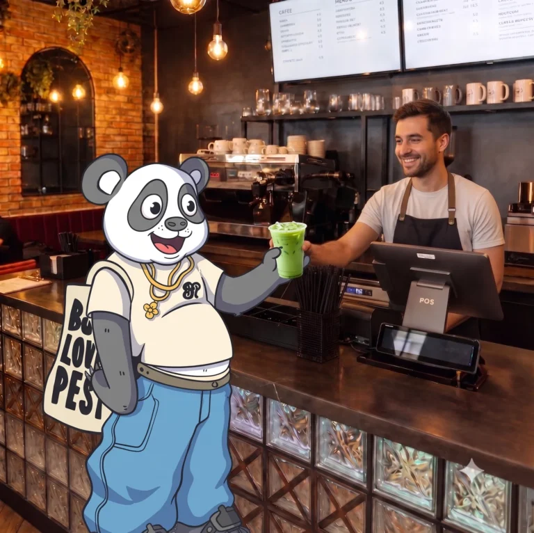 Bluebird barista jéghideg matcha lattét ad át