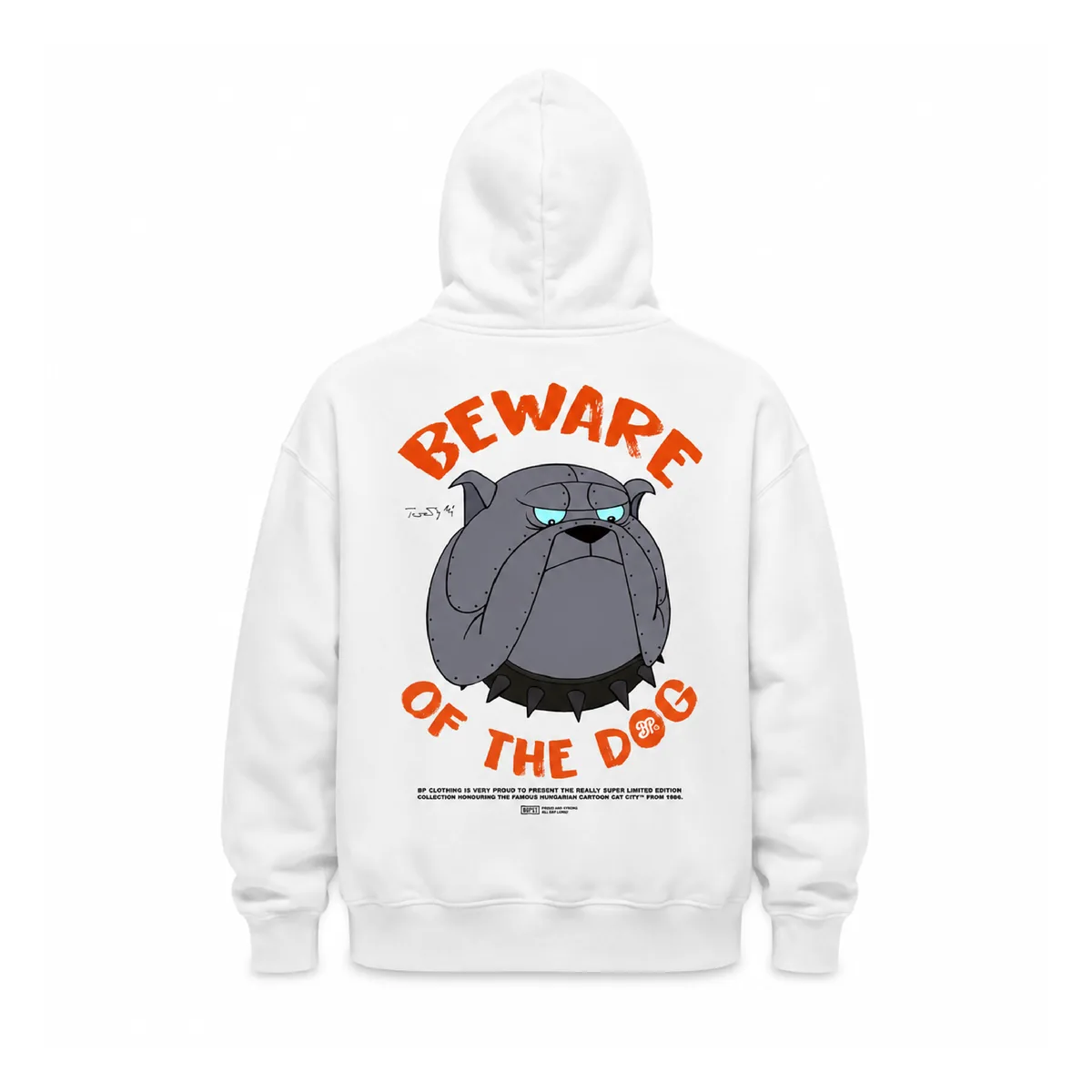 BP Clothing X Macskafogó Beware Of The Dog Hoodie White