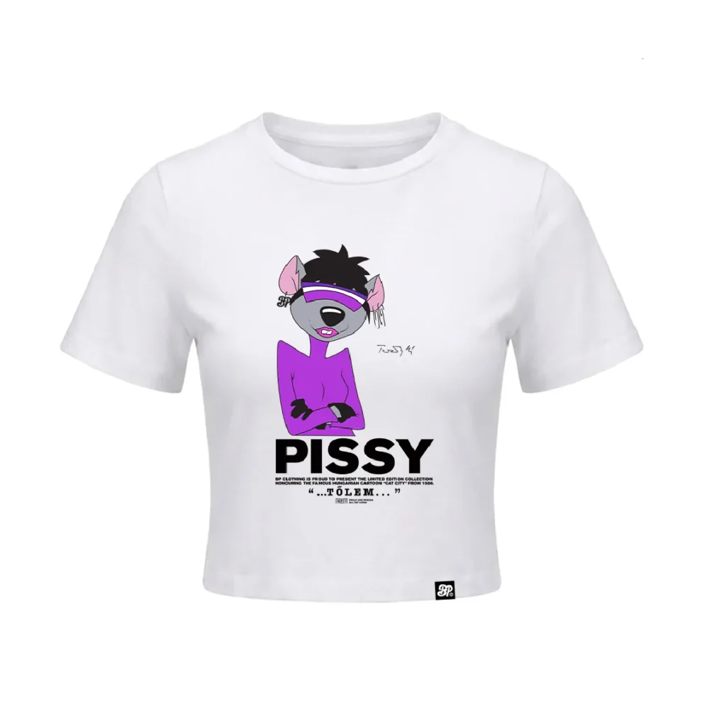 BP Clothing X Macskafogó Pissy Women Crop Top White