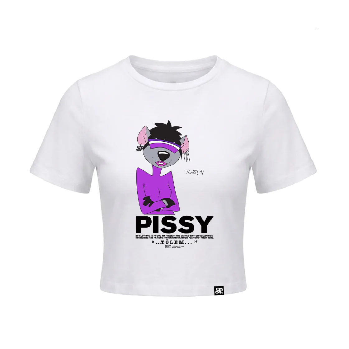 BP Clothing X Macskafogó Pissy Women Crop Top White