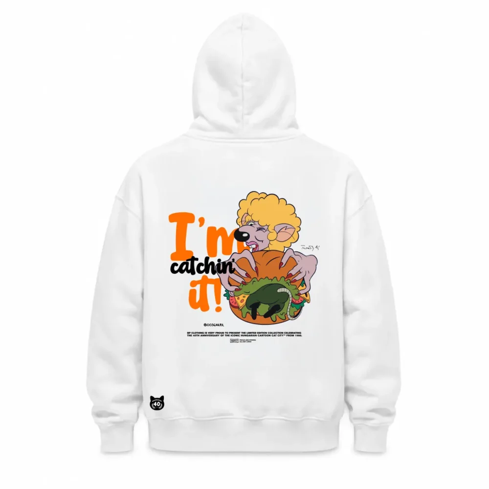BP Clothing X Macskafogó 40. Ratburger Hoodie White