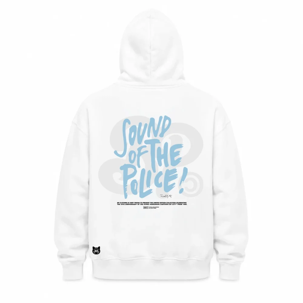 BP Clothing X Macskafogó 40. Lusta Dick Sound Of The Police Hoodie White