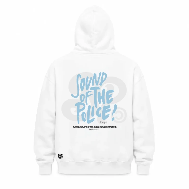 BP Clothing X Macskafogó 40. Lusta Dick Sound Of The Police Hoodie White