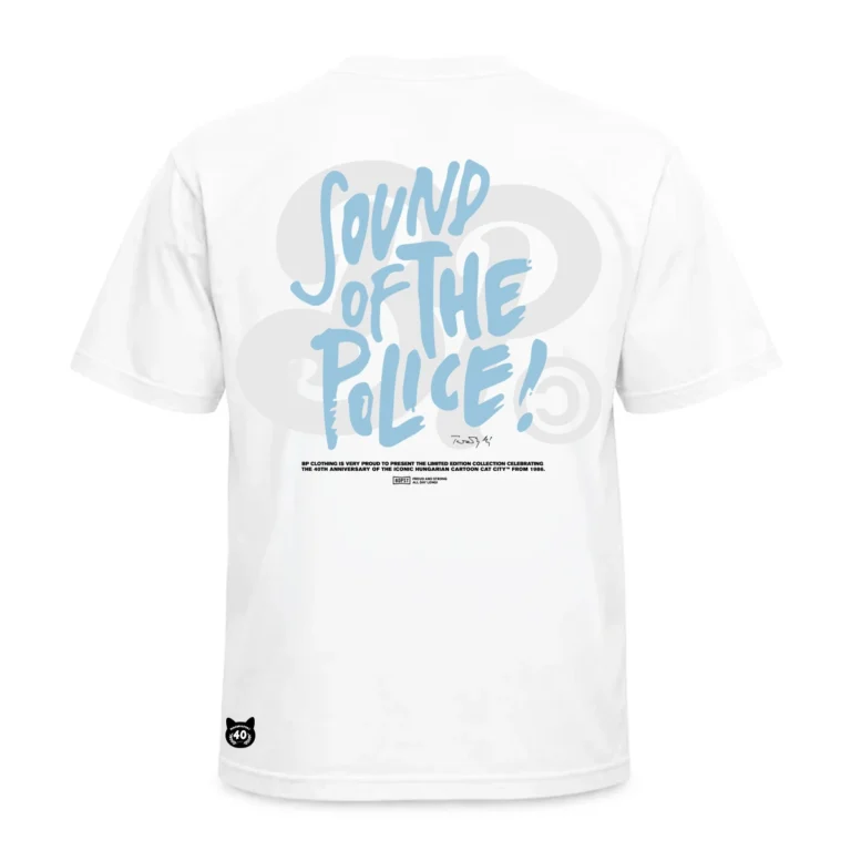 BP Clothing X Macskafogó 40. Lusta Dick Sound Of The Police Tee White